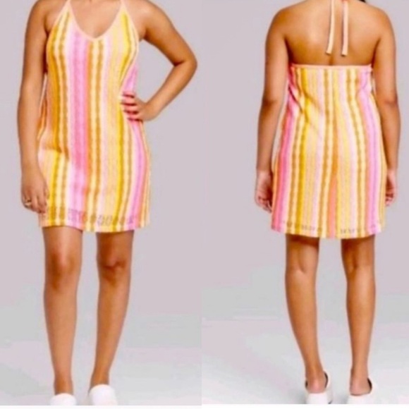 Wild Fable Vibrant Crochet Halter Dress coverup - Picture 8 of 10